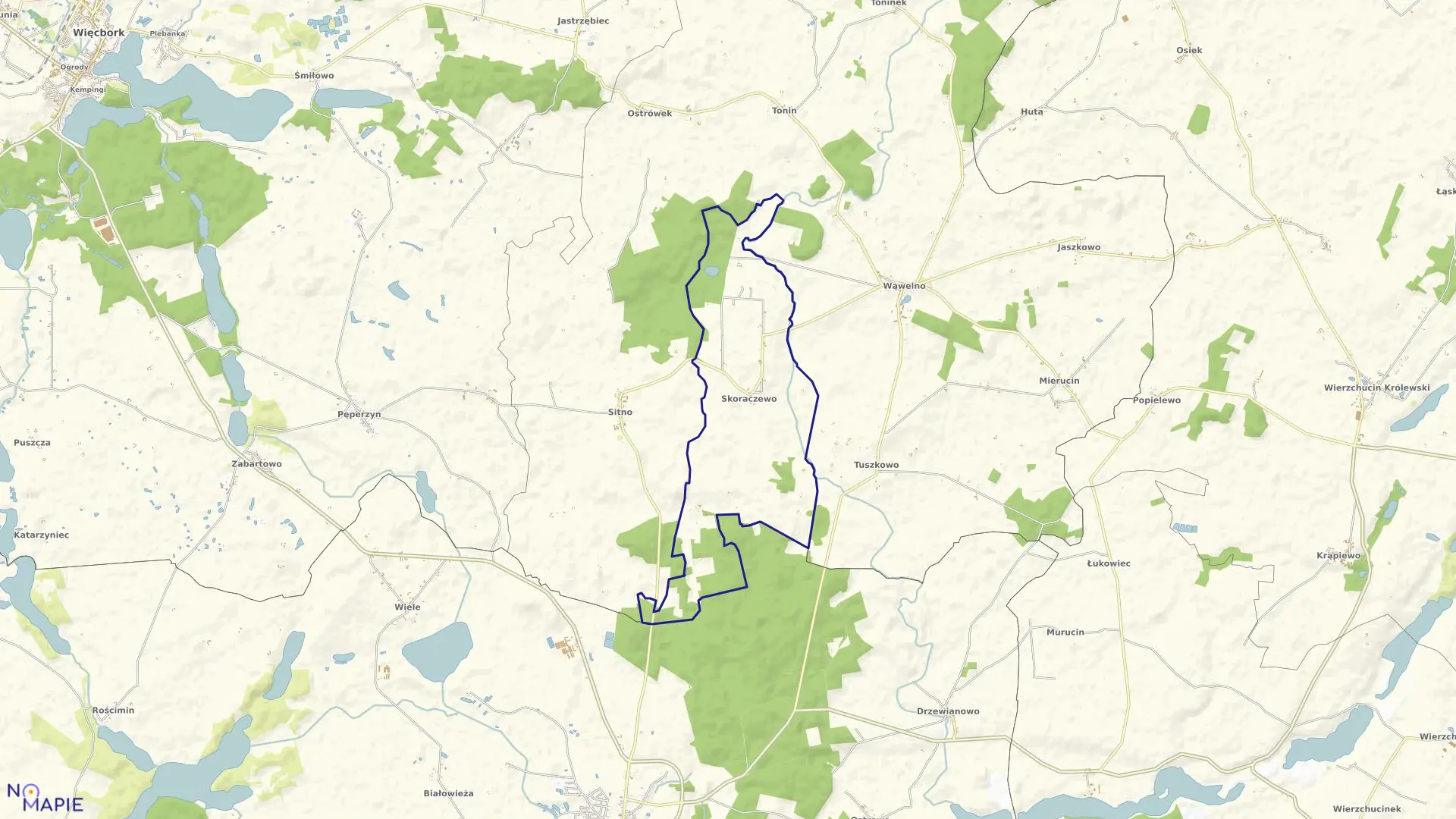 Mapa obrębu Skoraczewo w gminie Sośno